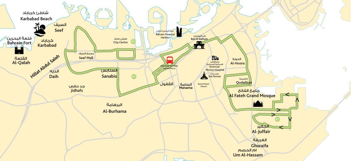 bản đồ của trung tâm thành phố Bahrain