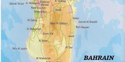 Bahrain bản đồ với một địa điểm