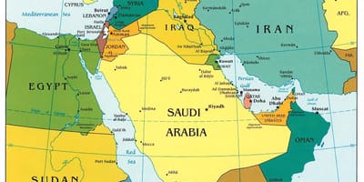Bahrain trên trung đông bản đồ